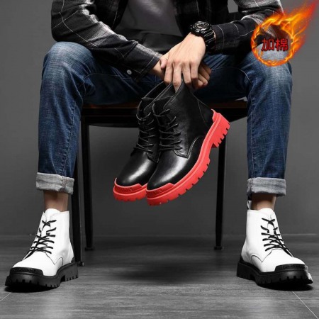 Couple Martin Boots Men's Shoes Autumn and Winter Mid-Top Trend Short Boots Mens Shoes Leather Boots